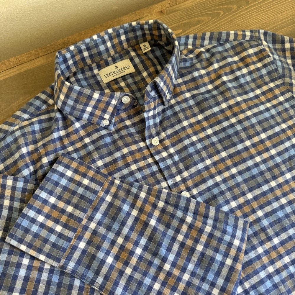 Chatham Road Men's XL Plaid Long Sleeve Button Down Collar Shirt Top Preppy